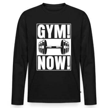 Fitness Gym Bodybuilder Strongman - Männer Premium Bio Langarmshirt - Schwarz - Vorne - Nico (187cm)