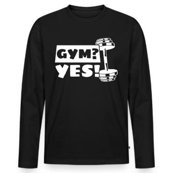 Gym Strongman Fitness Bodybuilder - Männer Premium Bio Langarmshirt - Schwarz - Vorne - Nico (187cm)