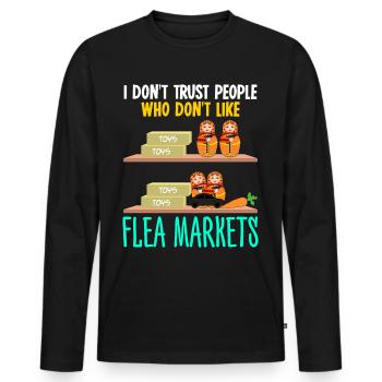 Marché aux puces, marché aux puces, marché aux puces - T-shirt manches longues Premium bio Homme - noir - Devant - Nico (187cm)