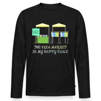Marché aux puces Marché aux puces Marchand - T-shirt manches longues Premium bio Homme - noir - Devant - Nico (187cm)