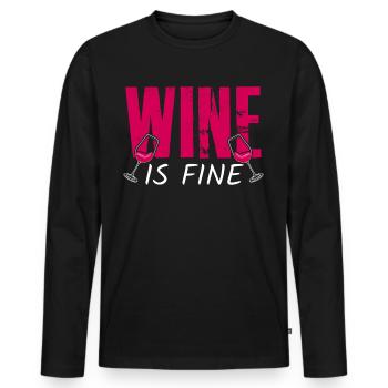 Le vin est bon - T-shirt manches longues Premium bio Homme - noir - Devant - Nico (187cm)