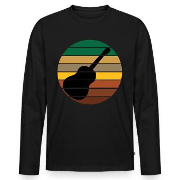 Guitar Music Retro Guitarist - Men's Premium Organic Long Sleeve Shirt - black - Front - Nico (187cm)