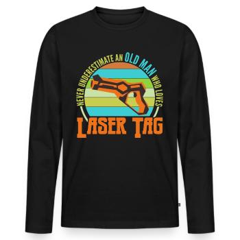 Lasertag Joke Lasergame Laser Tag - Men's Premium Organic Long Sleeve Shirt - black - Front - Nico (187cm)