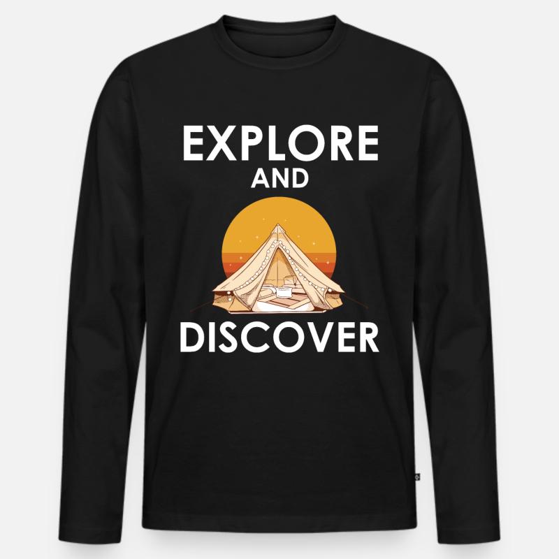Explore and discover - Männer Premium Bio Langarmshirt - Schwarz