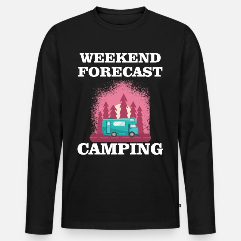 Weekend Forecast - Camping - Männer Premium Bio Langarmshirt - Schwarz