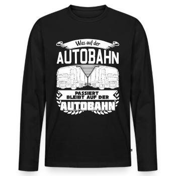 LKW-Fahrer LKW Trucker Autobahn - Männer Premium Bio Langarmshirt - Schwarz - Vorne - Nico (187cm)