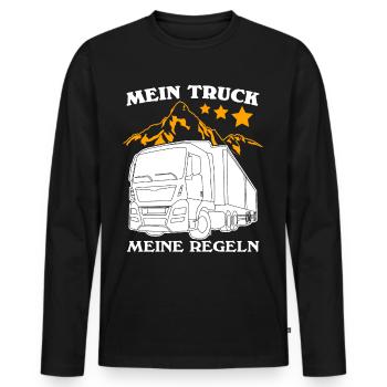 LKW Witz Trucker LKW-Fahrer Lastwagen - Männer Premium Bio Langarmshirt - Schwarz - Vorne - Nico (187cm)