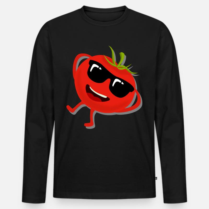 Tomato with Sunglasses Tomatoes - Männer Premium Bio Langarmshirt - Schwarz