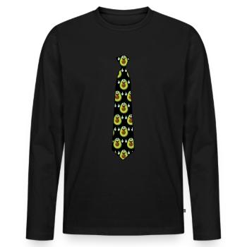 Avocado Tie with Avocados - Men's Premium Organic Long Sleeve Shirt - black - Front - Nico (187cm)