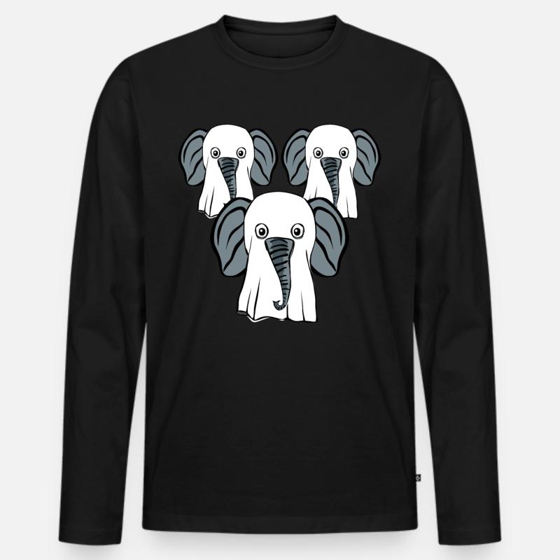 Elephant Ghosts Elephants - Männer Premium Bio Langarmshirt - Schwarz