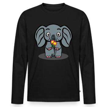 Elephant with Flowers Elephants - Männer Premium Bio Langarmshirt - Schwarz - Vorne - Nico (187cm)