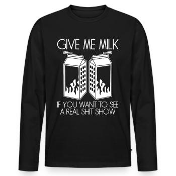Lactose intolerance - Männer Premium Bio Langarmshirt - Schwarz - Vorne - Nico (187cm)