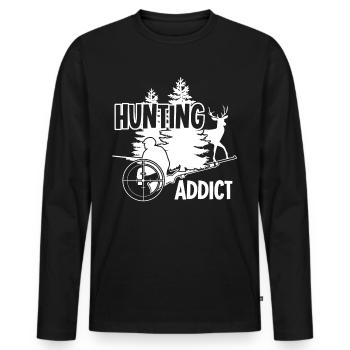 Chasseresse Chasse Chasse Chasseur - T-shirt manches longues Premium bio Homme - noir - Devant - Nico (187cm)