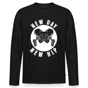 Chirurgie de la hanche à double implant de hanche - T-shirt manches longues Premium bio Homme - noir - Devant - Nico (187cm)