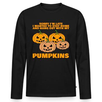 Citrouilles Joke Citrouille - T-shirt manches longues Premium bio Homme - noir - Devant - Nico (187cm)