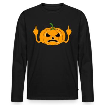 Citrouille Citrouilles Grincheux - T-shirt manches longues Premium bio Homme - noir - Devant - Nico (187cm)