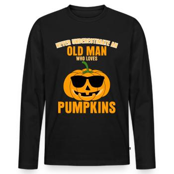 Pumpkin with Sunglasses Pumpkins - Men's Premium Organic Long Sleeve Shirt - black - Front - Nico (187cm)