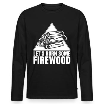 Firewood, Firewood, Stove, Fireplace - Men's Premium Organic Long Sleeve Shirt - black - Front - Nico (187cm)