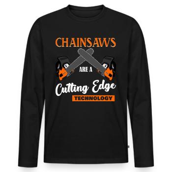 Chainsaw Joke Chain Saw - Men's Premium Organic Long Sleeve Shirt - black - Front - Nico (187cm)