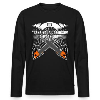 Chain Saw Day Chainsaw - Men's Premium Organic Long Sleeve Shirt - black - Front - Nico (187cm)