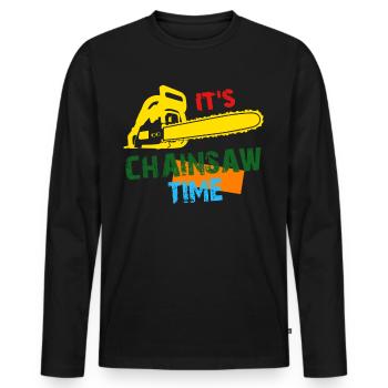 Chainsaw Retro Chain Saw - Men's Premium Organic Long Sleeve Shirt - black - Front - Nico (187cm)