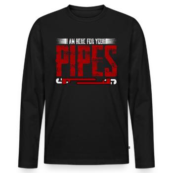 Plumber Joke Plumbers - Männer Premium Bio Langarmshirt - Schwarz - Vorne - Nico (187cm)