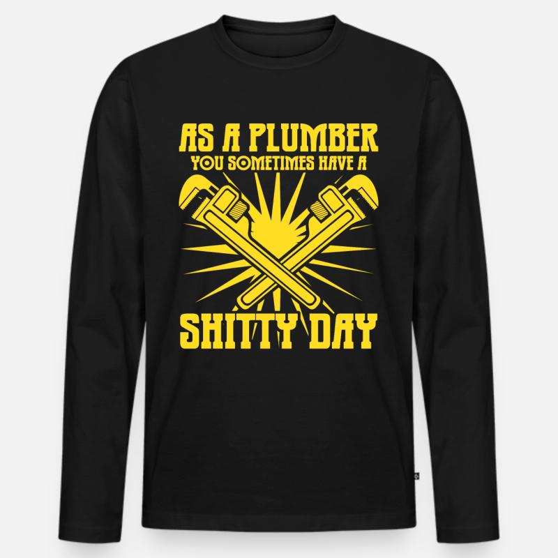 Plumbers Shitty Day Plumber - Männer Premium Bio Langarmshirt - Schwarz