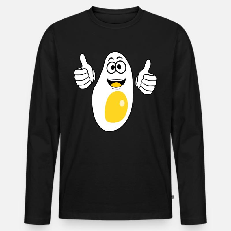 Eier Gebratenes Ei - Männer Premium Bio Langarmshirt - Schwarz