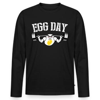 Egg Leg Day Bodybuilding with Eggs - Männer Premium Bio Langarmshirt - Schwarz - Vorne - Nico (187cm)