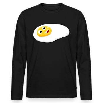 Eggs Happy Egg - Männer Premium Bio Langarmshirt - Schwarz - Vorne - Nico (187cm)