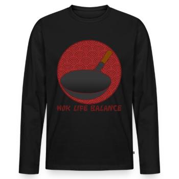 Poêle à blague au wok - T-shirt manches longues Premium bio Homme - noir - Devant - Nico (187cm)