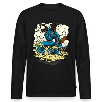 Wok Pan Dragon - T-shirt manches longues Premium bio Homme - noir - Devant - Nico (187cm)