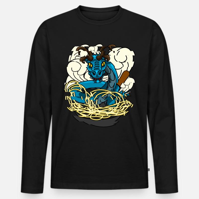 Wok Pan Dragon - Männer Premium Bio Langarmshirt - Schwarz