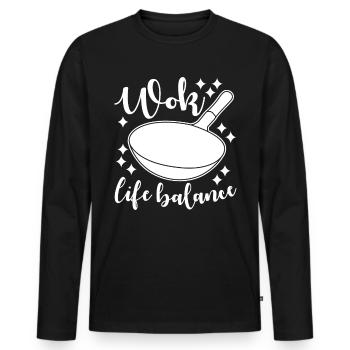 Poêle de cuisson wok - T-shirt manches longues Premium bio Homme - noir - Devant - Nico (187cm)