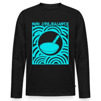 Poêle wok - T-shirt manches longues Premium bio Homme - noir - Devant - Nico (187cm)