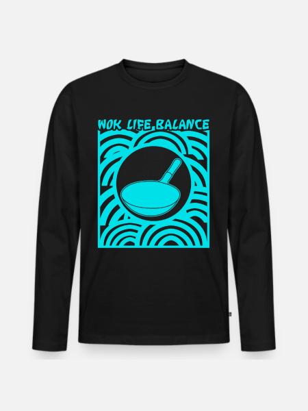 Wok Pan - Men's Premium Organic Long Sleeve Shirt - black