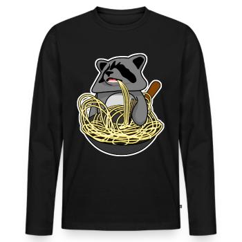 Wok Pan Raton laveur - T-shirt manches longues Premium bio Homme - noir - Devant - Nico (187cm)