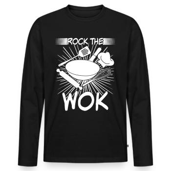 Wok cuisine asiatique - T-shirt manches longues Premium bio Homme - noir - Devant - Nico (187cm)