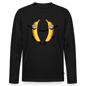 Banana Boogie-Woogie Bananas - Men's Premium Organic Long Sleeve Shirt - black - Front - Nico (187cm)