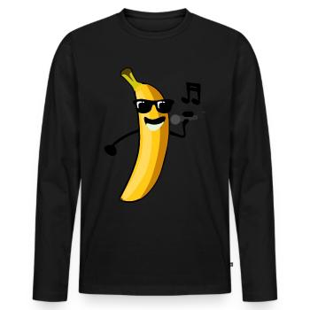 Bananes Singing Banana - T-shirt manches longues Premium bio Homme - noir - Devant - Nico (187cm)