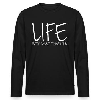Capitalism Stocks Market Money - Männer Premium Bio Langarmshirt - Schwarz - Vorne - Nico (187cm)