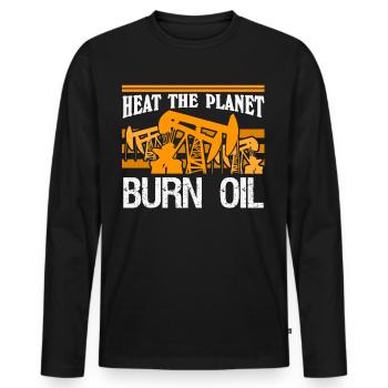 Chauffer la planète Blague - T-shirt manches longues Premium bio Homme - noir - Devant - Nico (187cm)