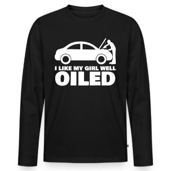Mechanic Workshop Joke Car Oil - Männer Premium Bio Langarmshirt - Schwarz - Vorne - Nico (187cm)