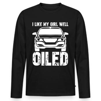 Mécanique Blague Voiture Atelier Huile - T-shirt manches longues Premium bio Homme - noir - Devant - Nico (187cm)