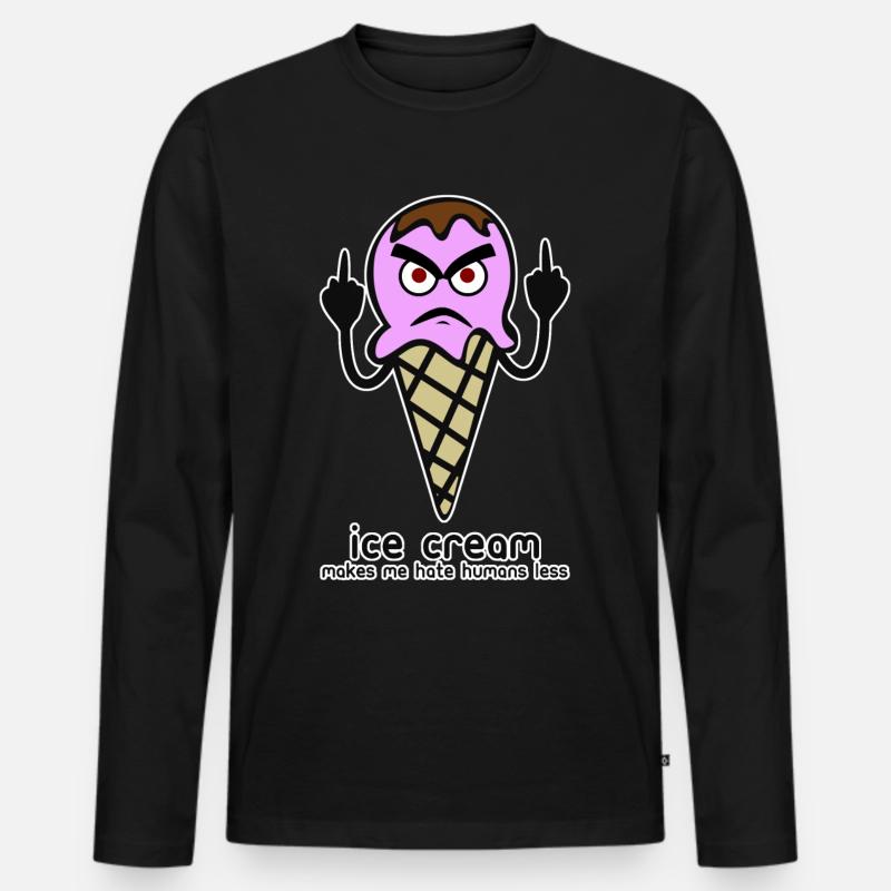 Ice Cream Grumpy Icecream - Männer Premium Bio Langarmshirt - Schwarz