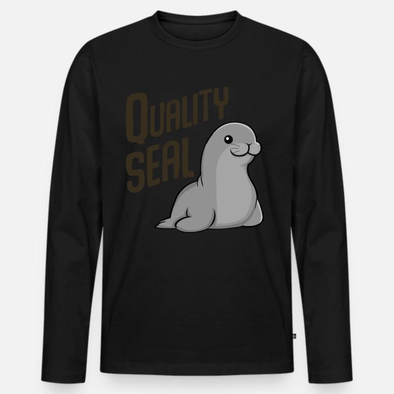 Pinneped Quality Seal - Männer Premium Bio Langarmshirt - Schwarz