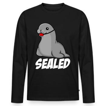 Seal Joke with Pinneped - Männer Premium Bio Langarmshirt - Schwarz - Vorne - Nico (187cm)