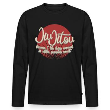 Ju-Jitsu Sweat Brasilian Jiu-Jitsu BJJ - Men's Premium Organic Long Sleeve Shirt - black - Front - Nico (187cm)
