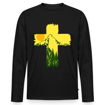 Croix de montagnes de Jésus-Christ - T-shirt manches longues Premium bio Homme - noir - Devant - Nico (187cm)