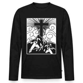 Cross Jesus Christ Christianity - Men's Premium Organic Long Sleeve Shirt - black - Front - Nico (187cm)